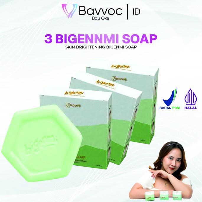 Bersih- Bigenmi 3 Pcs- Sabun Perawatan Whitening Facial Soap I Kojic Acid I Dna Salmon I Collagen I 