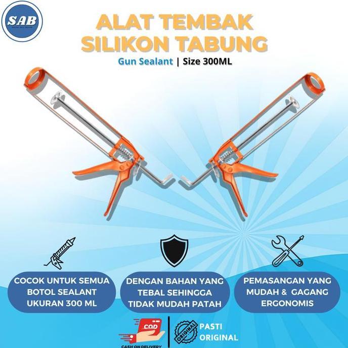 Lancarjaya- Alat Tembak Sealant Silicone 300 Ml Praktis Caulking Gun Logam Kuat & Awet Universal