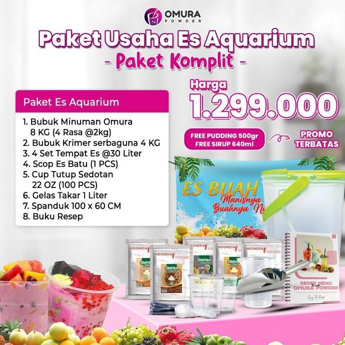Rohmama24 - [PAKET KOMPLIT ES AQUARIUM] Paket Usaha Es Akuarium Franchise Bubuk Minuman Kekinian Es 