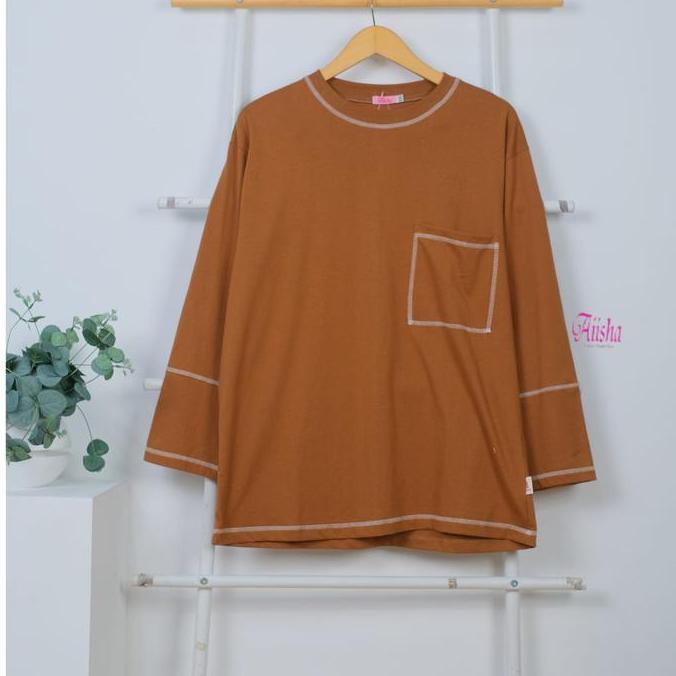 IDUL FITRI 2026 AIISHA | KIRANI KAOS COTTON 100% | ATASAN KAOS WANITA PANJANG BAHAN KATUN PREMIUM | 