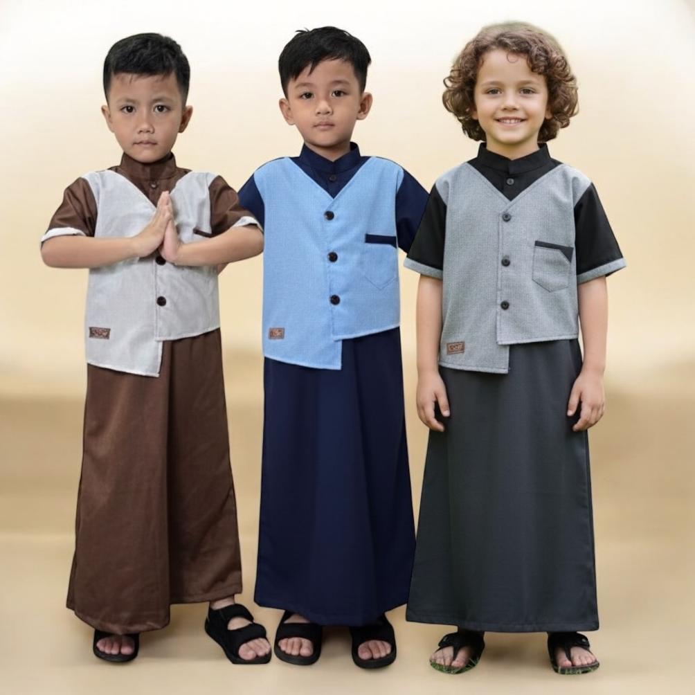 PREMIUM JUBAH GAMIS ANAK LAKI LAKI GHAZI BAJU KOKO GAMIS ROMPI 1-10 TAHUN