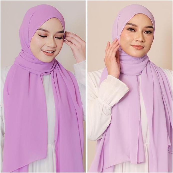 DR242 - SOFT LILAC / LILAC Pashmina Ceruty Babydoll Premium ( Hijab Warna Lilac / Hijab Warna Soft L