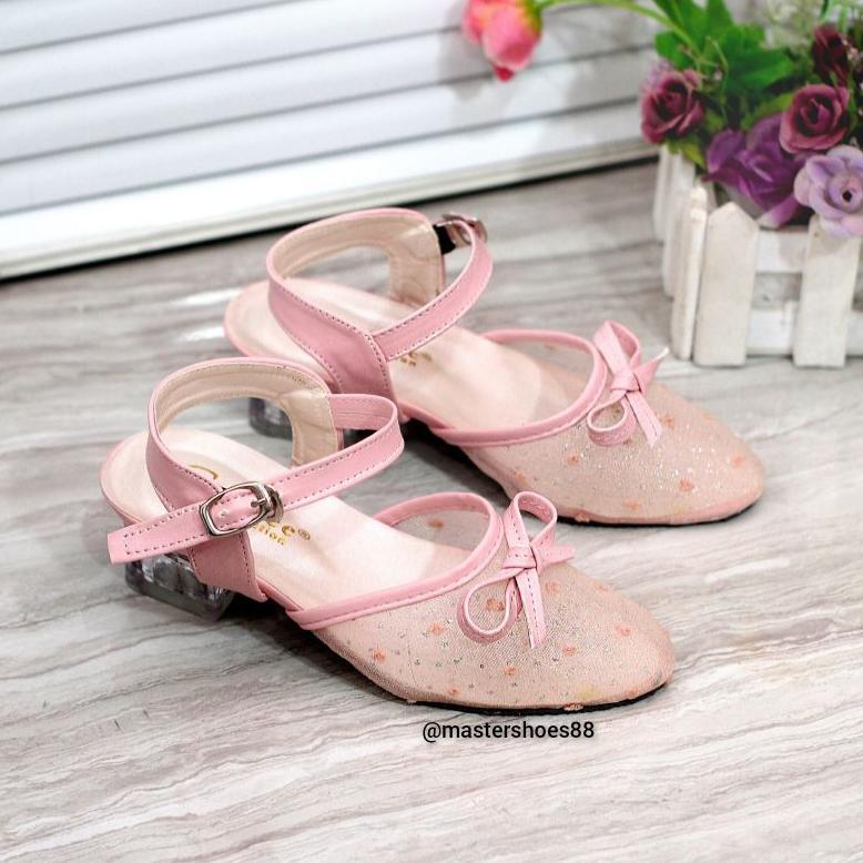 DISKON MASTER KC01 - [NEW COLLECTION] SANDAL SELOP ANAK PEREMPUAN HAK KACA 3 CM TERMURAH