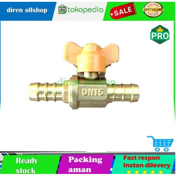 Sambungan lurus selang gas 3/8 kuningan dengan stop kran