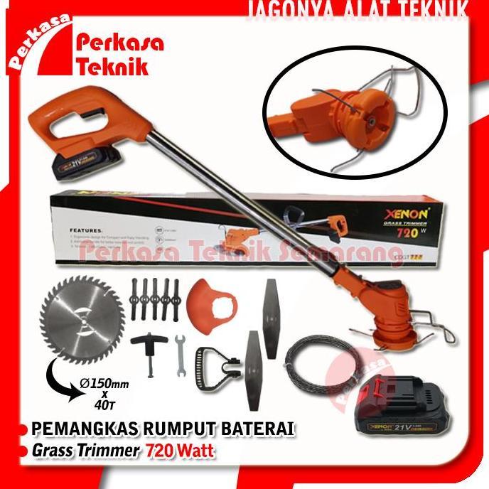 Mesin Potong Rumput Cordless Baterai XENON CDGT720 2 Batery Cas CDGT 720