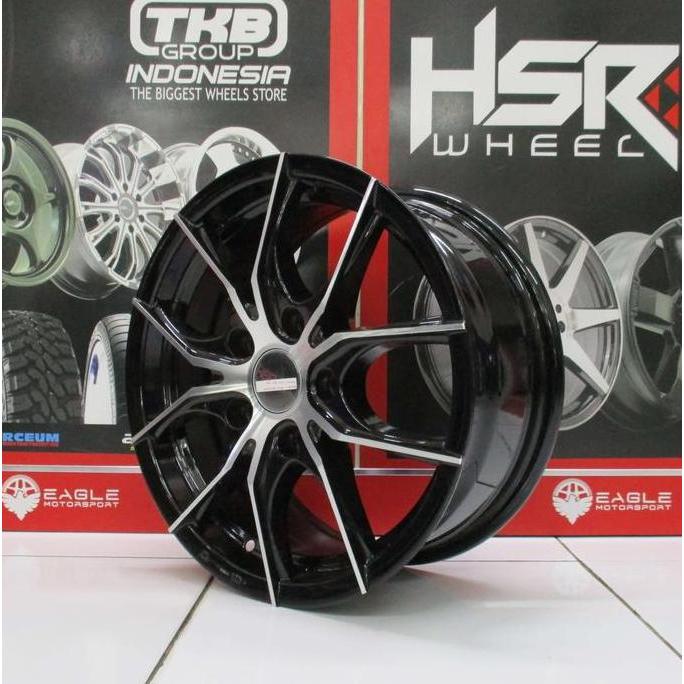 Velg Mobil Ring 16 HSR BARIQUE Lebar 7 Lobang Buat 5 Hitam Polis