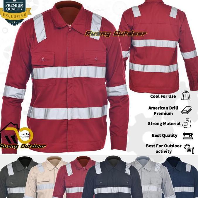 Baju Kemeja Wearpack Pria Resleting Safety Tambang Proyek Teknisi PLN