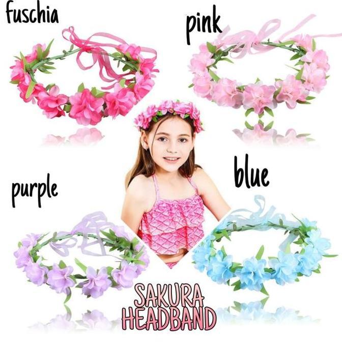 BAJUKIDDIE SAKURA HEADBAND MAHKOTA BUNGA AKSESORIS ANAK PEREMPUAN CANTIK NEW