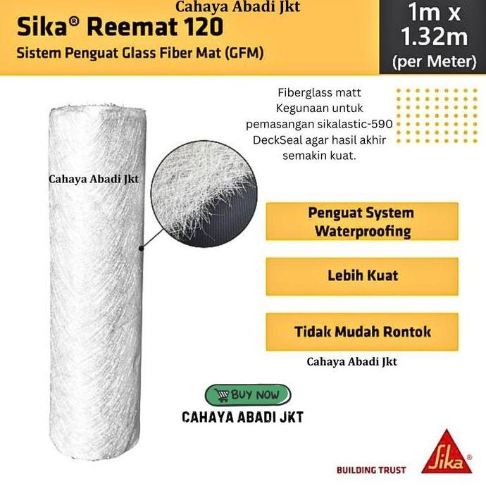 Promo Sika Reemat 120 Serat Fiber Waterproofing Fiberglass matt 1 x 1.32m / Serat Reemat Meteran Dis