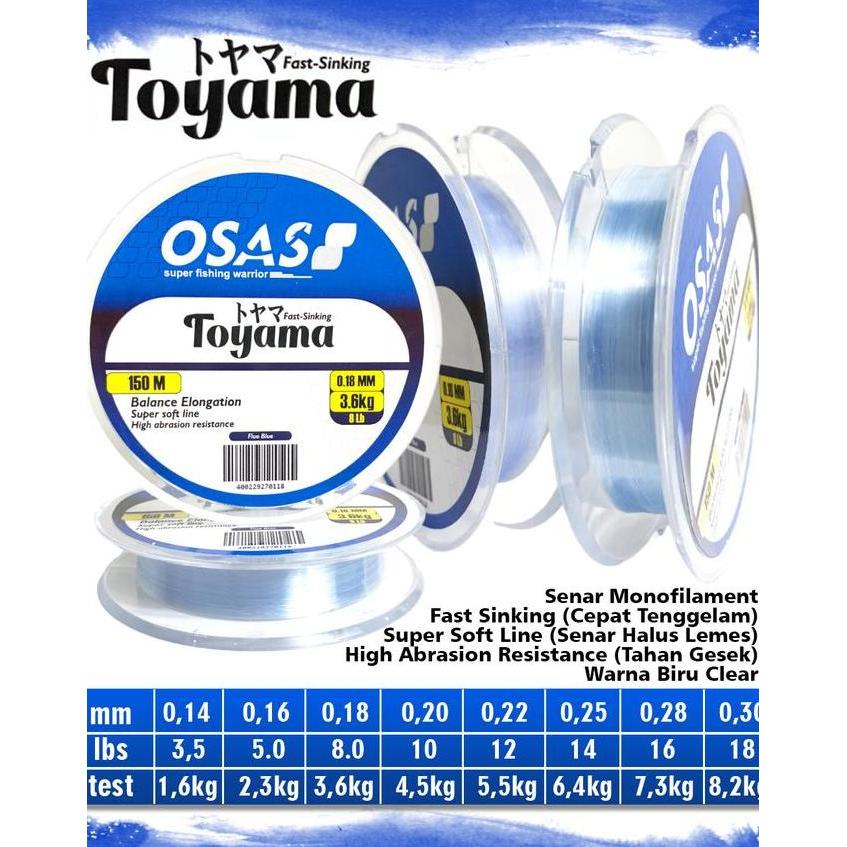 Senar OSAS TOYAMA Fluo Blue Viral Kuat Cepat Tenggelam senar Pancing (TERBAIK) (TERBARU) (TERMURAH)