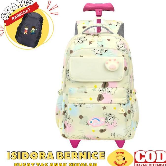 DB11 - Tas Troli  Sekolah Anak Perempuan Ransel Anak Sekolah Perempuan Remaja SD SMP Bahan Tebal, Ha