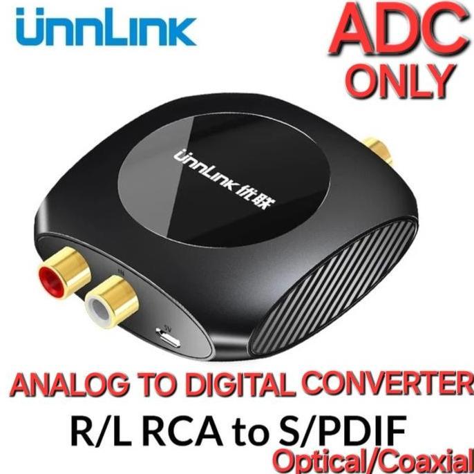UNNLINK Analog to Digital Audio Converter ADC 96KHz RCA to Optic & Kbl