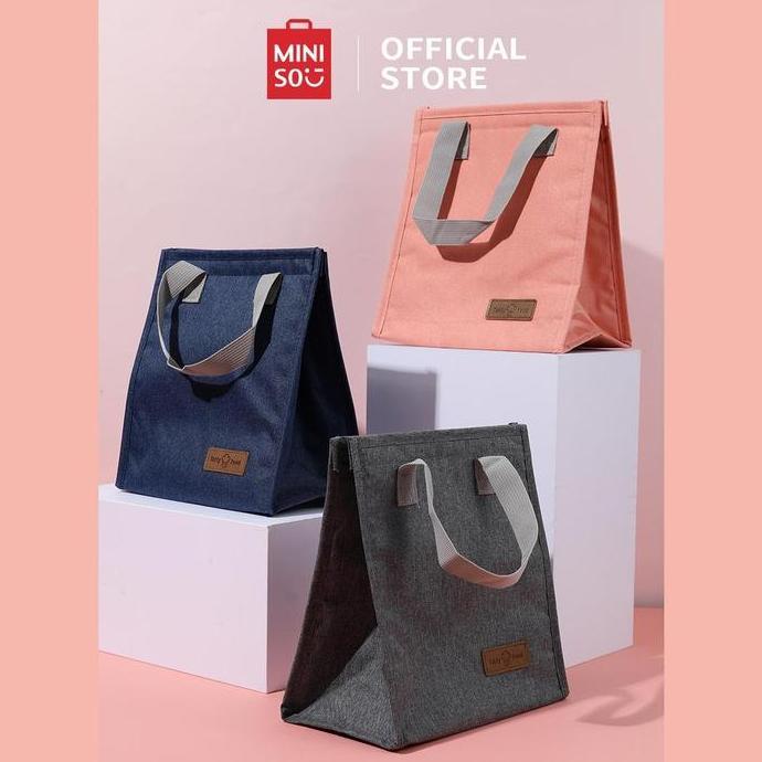 [BUNDLE] MINISO Lunch Box set Kotak Makan 1200ml Kotak Bekal  Anti tumpah Free Sendok Garpu & Tas Be
