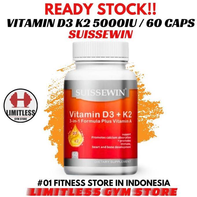 Suissewin Vitamin D3 5000 IU + K2 90 Mcg 60 Capsule D3K2 5000IU