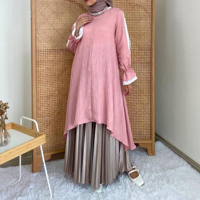 Eclemix Tunic Reya | Atasan Wanita Tunic Mewah Resleting Depan | Baju Pesta Kondangan