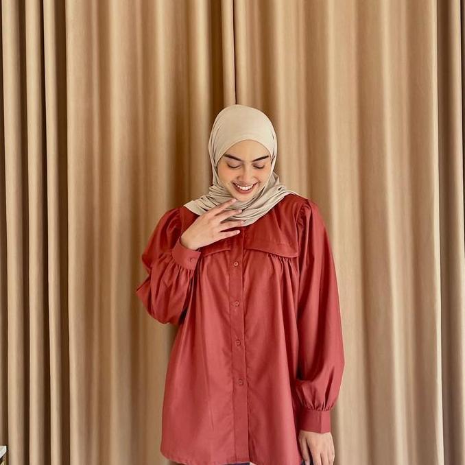 BY LFAZ Laudya Shirt | Kemeja Kerja - Kuliah Katun Premium Wanita Balon Kerah Baju Atasan Casual