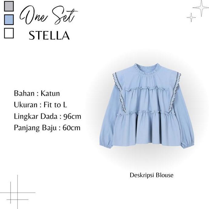 Stella Outfit - Setelan Stella Outfit [ Blouse + Celana Kulot + Pashmina ] One Set Korean Style Fash