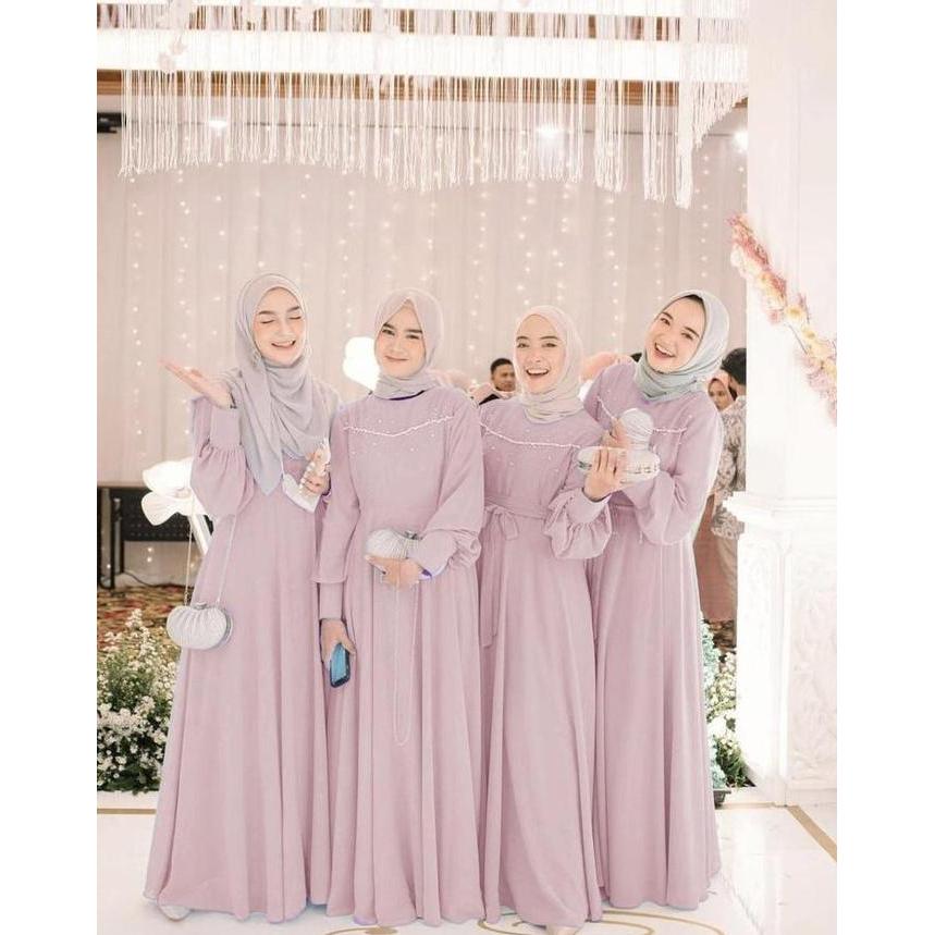 MAXI LUNARA | M L XL 2XL | 8 WARNA | FASHION MUSLIM WANITA Gamis Mutiara Pashmina  Dress  Crepe  Sya