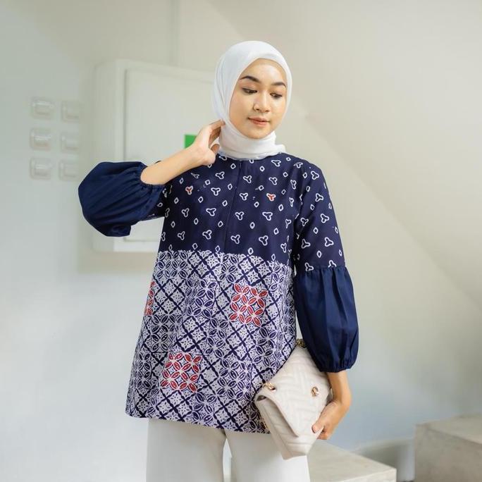 Greesa Blouse - batik kerja wanita atasan blouse batik seragam batik modern batik hijab batik premiu