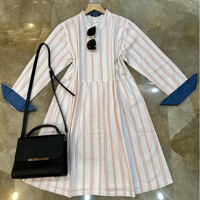 TUNIK SALUR stripeS Katun//tunik busui atasan baju casual garis kerja wanita Panjang Motif Stripe Dr
