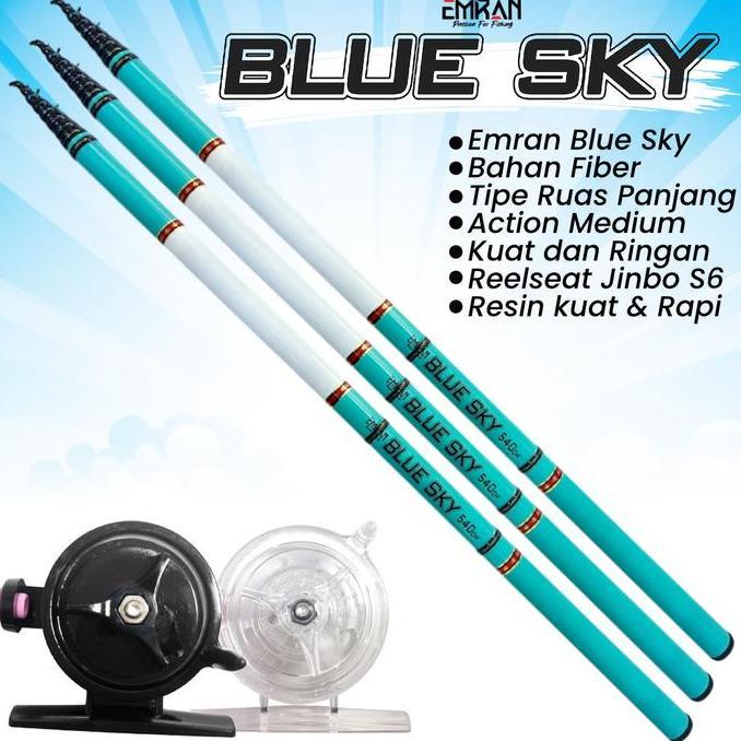 Set Pancing Tegek Kolong Lengkap Emran Blue Sky Sudah Kolong Siap Pakai Joran (TERBAIK) (TERBARU) (T