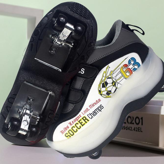 Lowa Sepatu Roda Anak Led Keren Glow In The Dark Single Double Wheel Desain Kartun Lucu Untuk Anak L