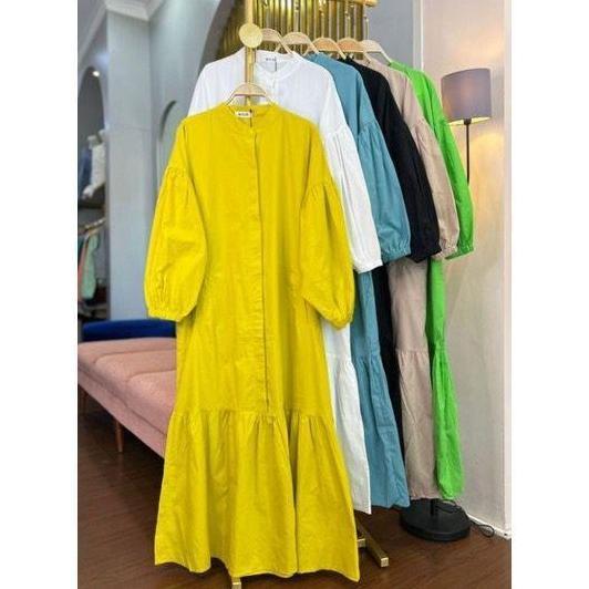 LONG TUNIK RUFFLE / TUNIK TANGAN KARET KATUN POPLIN