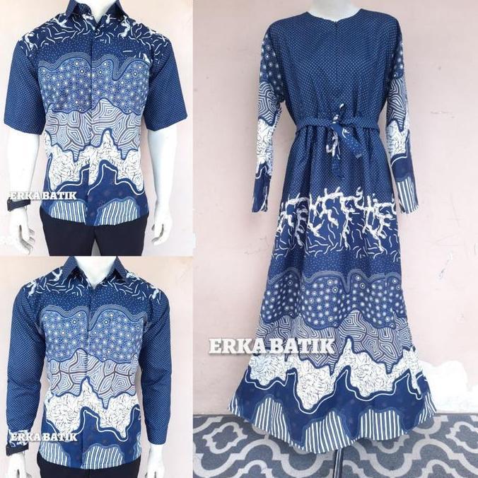 Baju Gamis Batik Couple Motif Abstrak Denim