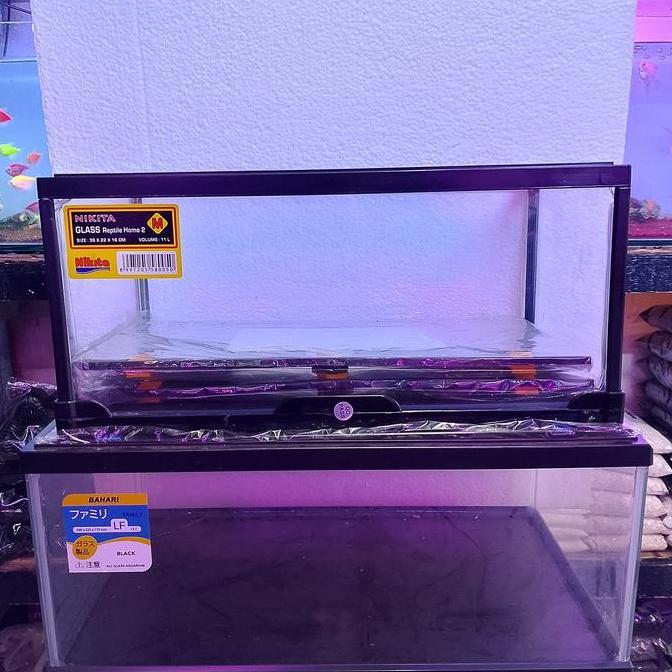 Aquarium Bahari L pendek + tutup untuk reptil kura kura