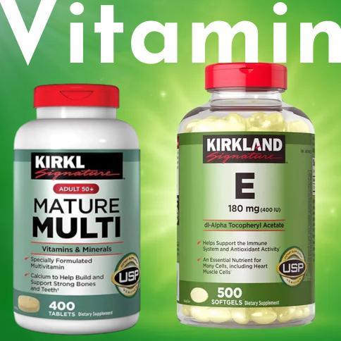 Kirkland Signature Vitamin E 180mg 400IU 500 softgel / Adult 50+ Mature Multi Vitamins & Minerals 40
