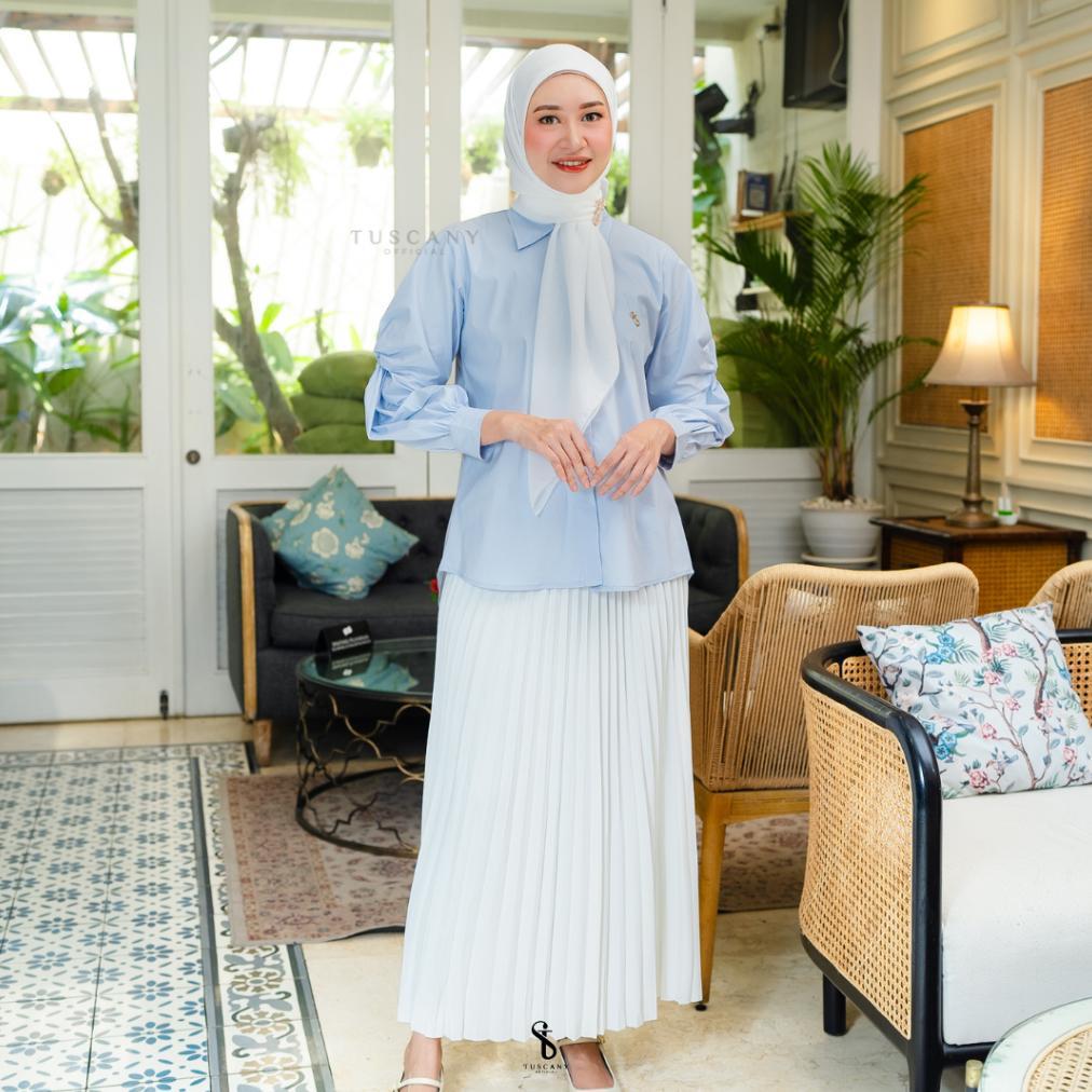 Tuscany Official Tuscany Signature Pleated Skirt Rok Plisket Pleats Full Karet Rok Wanita