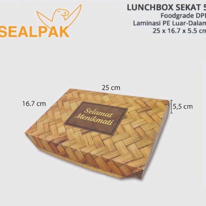 Paper Lunchbox Sekat 5 / Kotak Nasi / Kotak Bento / Dus Nasi (Motif) GM