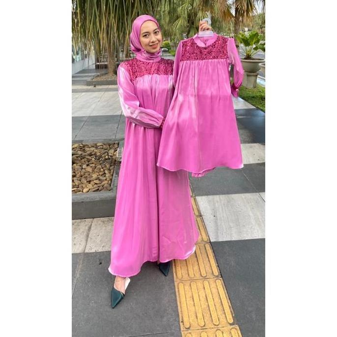 TASYA SERIES-DRESS IBU & -BAHAN  MIX TULLE- COUPLE-  PEREMPUAN-ONNEFASHION-MEDAN-SUMATERA Lebaran Mu