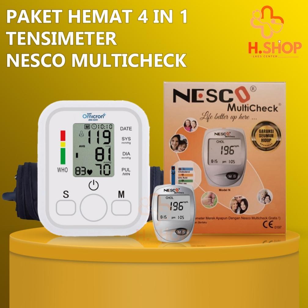 Ready Paket Hemat 4 In 1 Nesco Alat 3 in 1 ( Gula, Kolestrol, Asam Urat ) Nesco / Alat  Cek Gula Dar