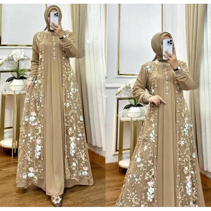 Misela Gamis Dress Elegan Mewah Murah Viral untuk Wanita Muslim dengan Desain Berukat  Menarik Varia