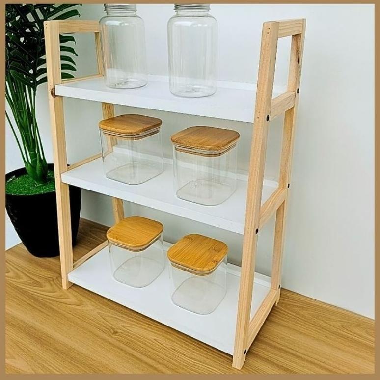 BEST DEALS Rak Bumbu Susun 3 Rak Serbaguna Kayu Bumbu Toples