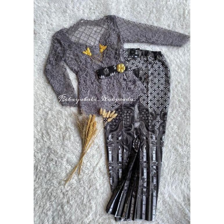 PROMO TERBARU SATU SET KEBAYA BALI KEBAYA JADI KEBAYA KUTIBARU MODERN WARNA ABU STONE