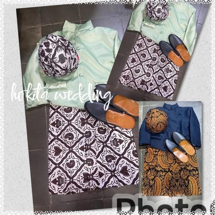Murah 1Set Beskap Anak2 Jawa Model Solo  Komplit  Beskap,Kain,Slop,Blangkon Sd Pakaian Fashion