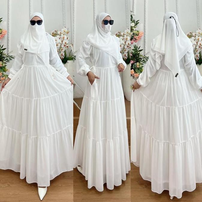 TERBARU Set Dress Syari Kode DEVINA Bahan Ceruty Babydoll Premium by Ory AjeZas Collection