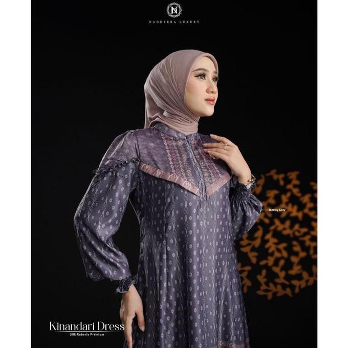 KINANDARI DRESS NADHEERA LUXURY GAMIS MIDI KINANDRI MEWAH MOTIF NADHERA TERBARU
