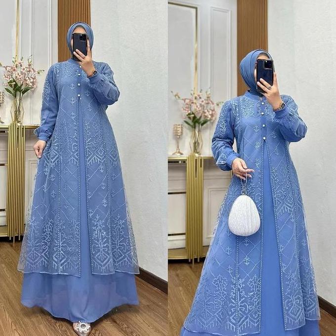 Gamis Brokat 2025 Model Baru Denara Dress Gamis Ceruty Warna Trend Lebaran