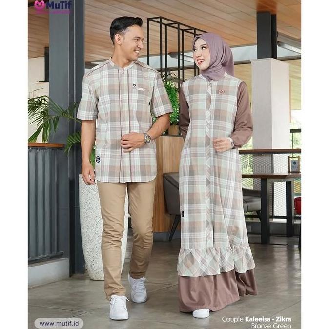MUTIF Gamis KALEEISA Koko ZIKRA Bronze Green Baju Dress Sarimbit Muslim Katun Remaja Dewasa S-3XL