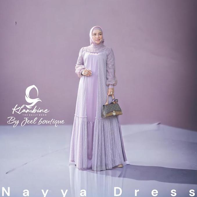 KLAMBINE | Nayya Dress Pesta Wanita Casual | Dusty, Sage, Coklat, Lilac Kombinasi Muslim Kondangan  