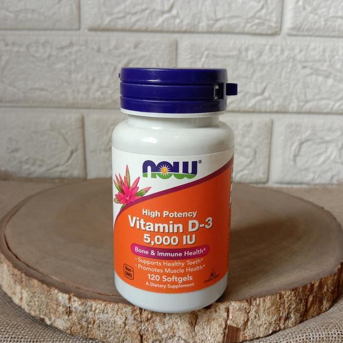 NOW VITAMIN D3 5000IU 120 SOFTGELS ORIGINAL USA