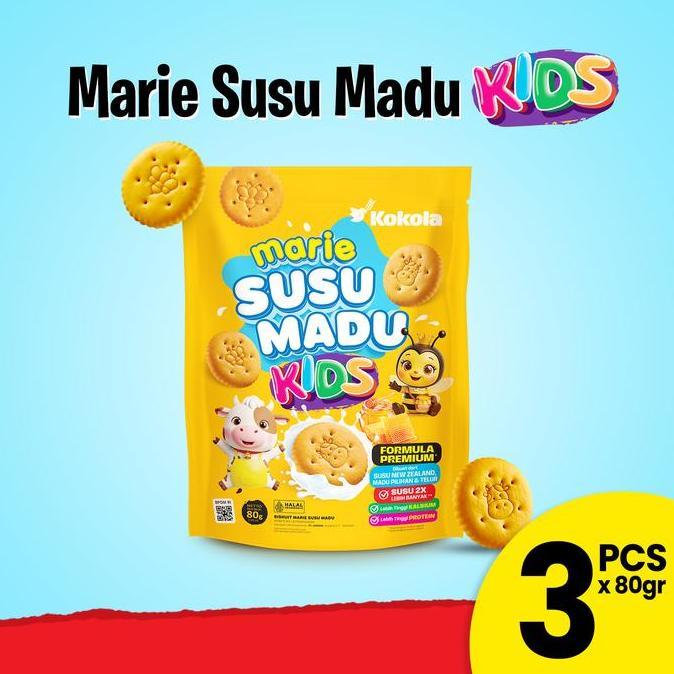 Biskuit Kokola Marie Susu Madu - Paket QueenBee -  Isi 5 pcs - MIX 2 Varian Marie Susu Madu - Lezat,