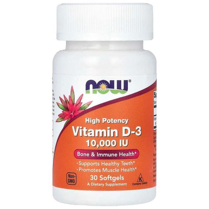 Now Foods Vitamin D3 High Potency 10000IU Non GMO 30 Softgels