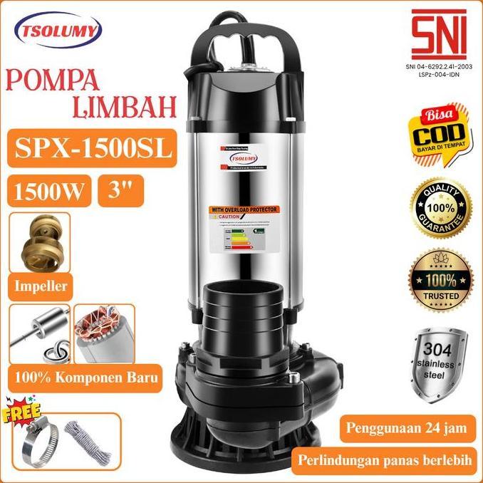 Promo| Tsolumy Pompa Celup Air Kotor Spx-1500Sl Pompa Air Celup Pompa Limbah Pompa Kolam Ikan Pompa 