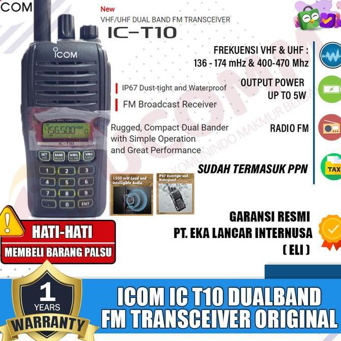 NEW Icom IC T10 DualBand IP67 HT Icom Dual Band IC-T10 Waterproof Original Garansi