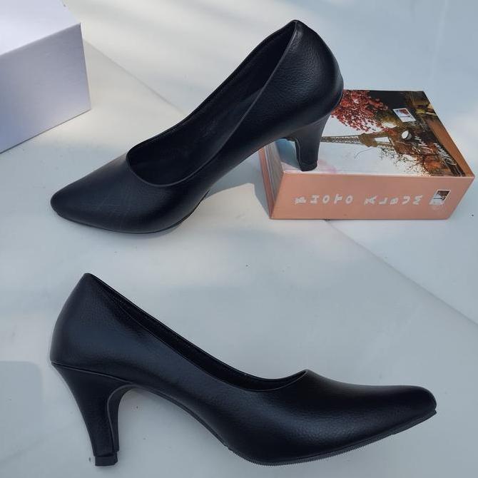 Terbaru Sepatu Wanita Pantofel Kerja Hak Tinggi 7Cm - Sepatu Pantofel Kulit Hak Tinggi Runcing