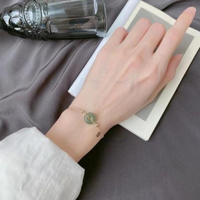Gelang Wanita Giok Hijau Asli Cantik Liontin Koin Hoki Keberuntungan TA